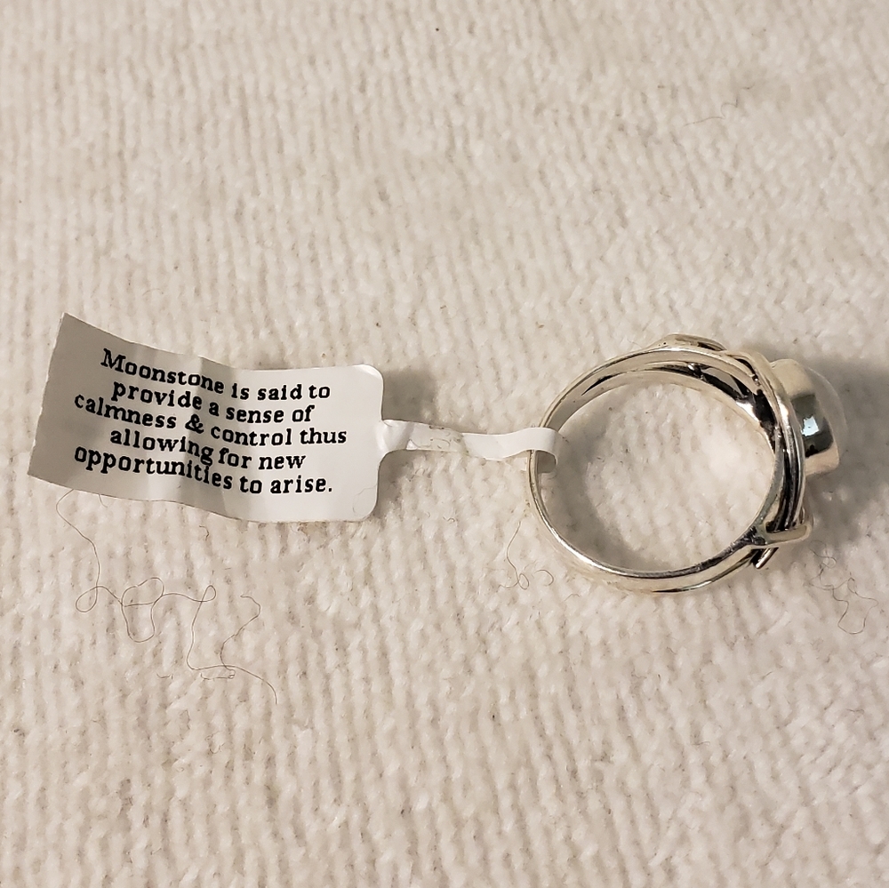 925 Sterling Rainbow Moonstone Ring - image 4